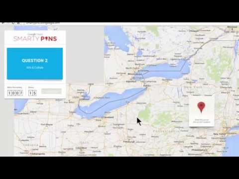 Smarty Pins - Free Google Maps Geography Game - Tutorial And Web Page Link