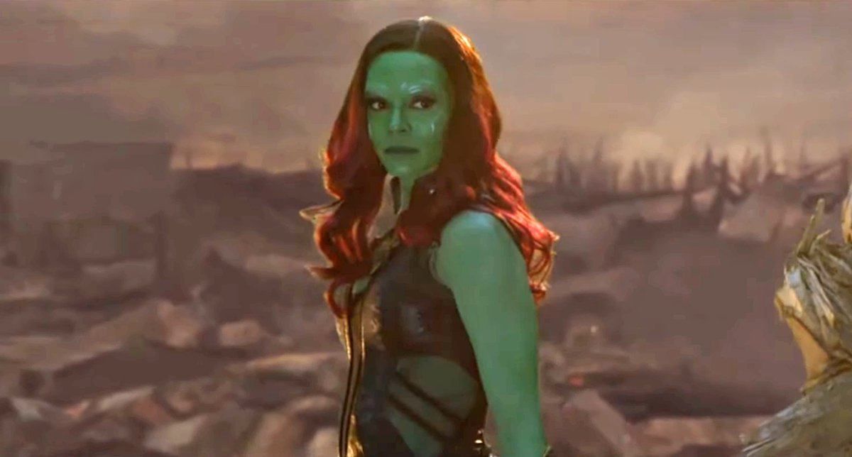 Zoe Saldana como Gamora em Vingadores: Ultimato